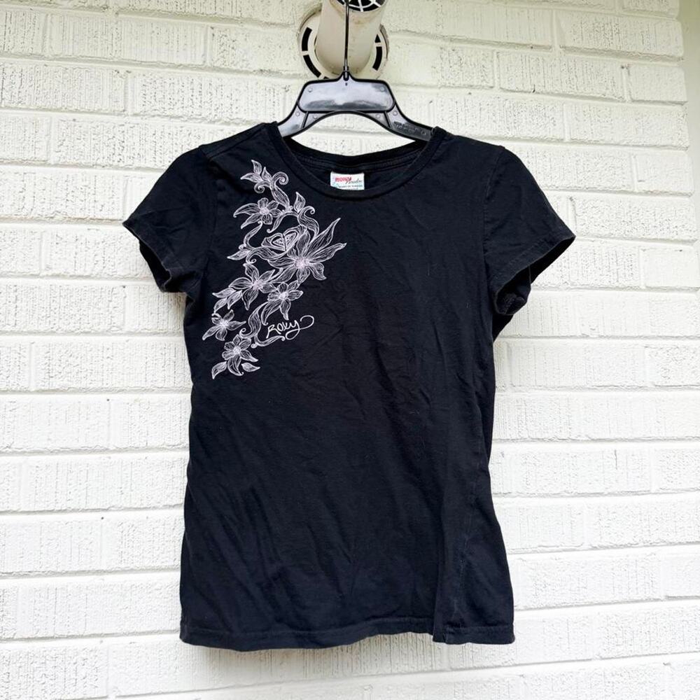 Vintage Y2K Roxy Paradise Black Pink Graphic Printed Baby T-Shirt